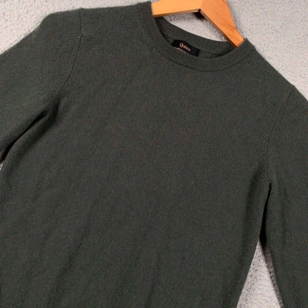 Quince Mongolian Cashmere Sweater Women's Small S Moss Green Crewneck Soft Knit